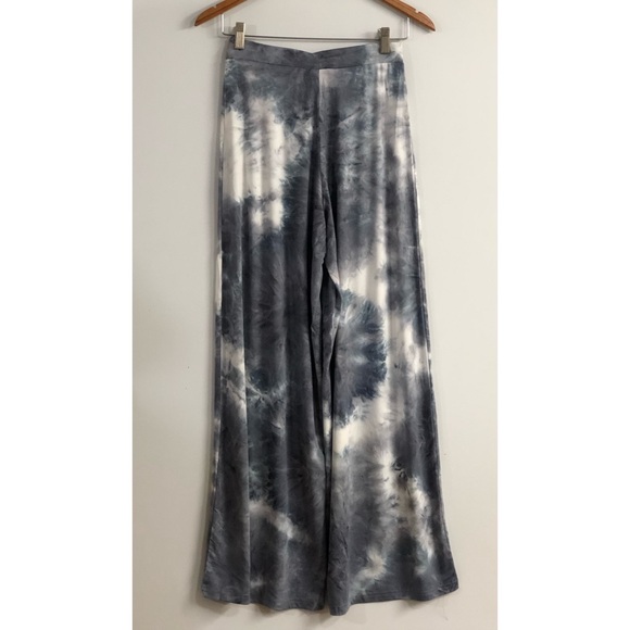 Wide Leg Pants Womens Casual Pants Stretch tie dye Gray White NWT beach boho - Picture 4 of 12